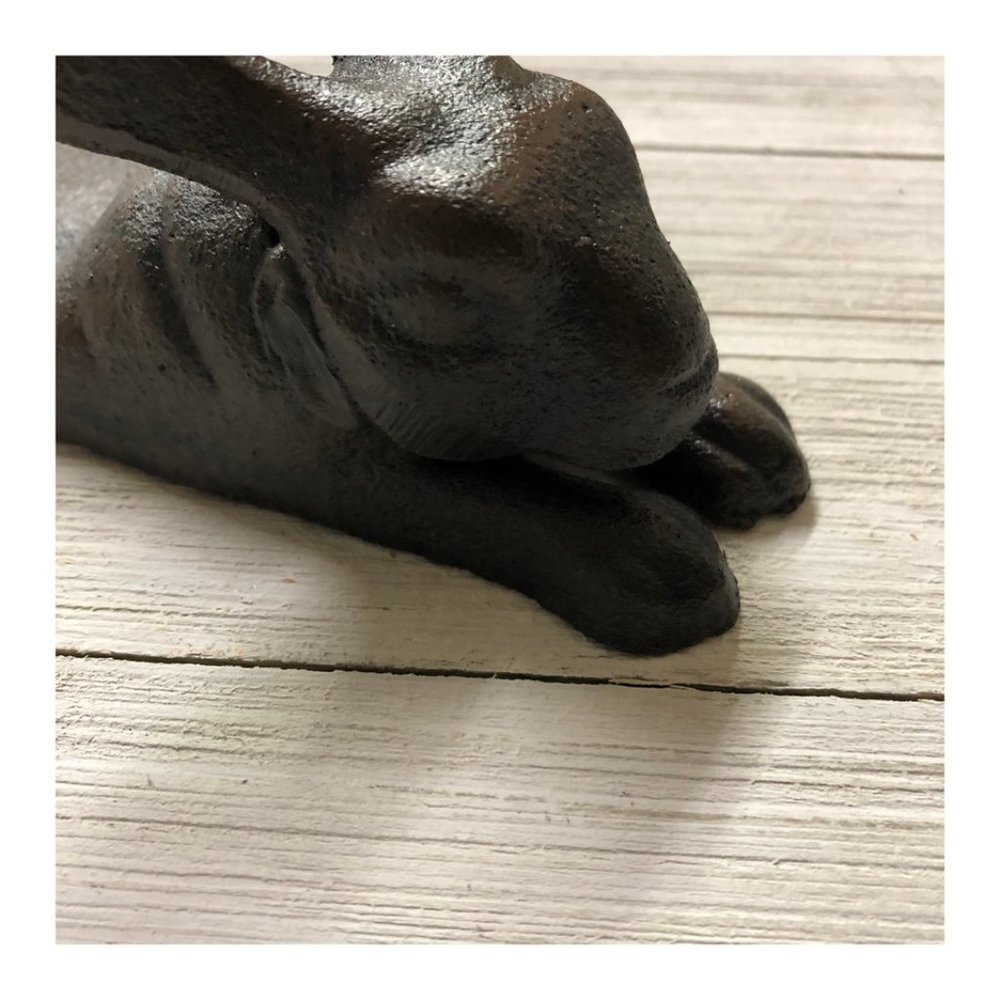 Antique Vintage Style Cast Iron Door Stop Rabbit Hare Wedge Rustic Black - Picture 8 of 11